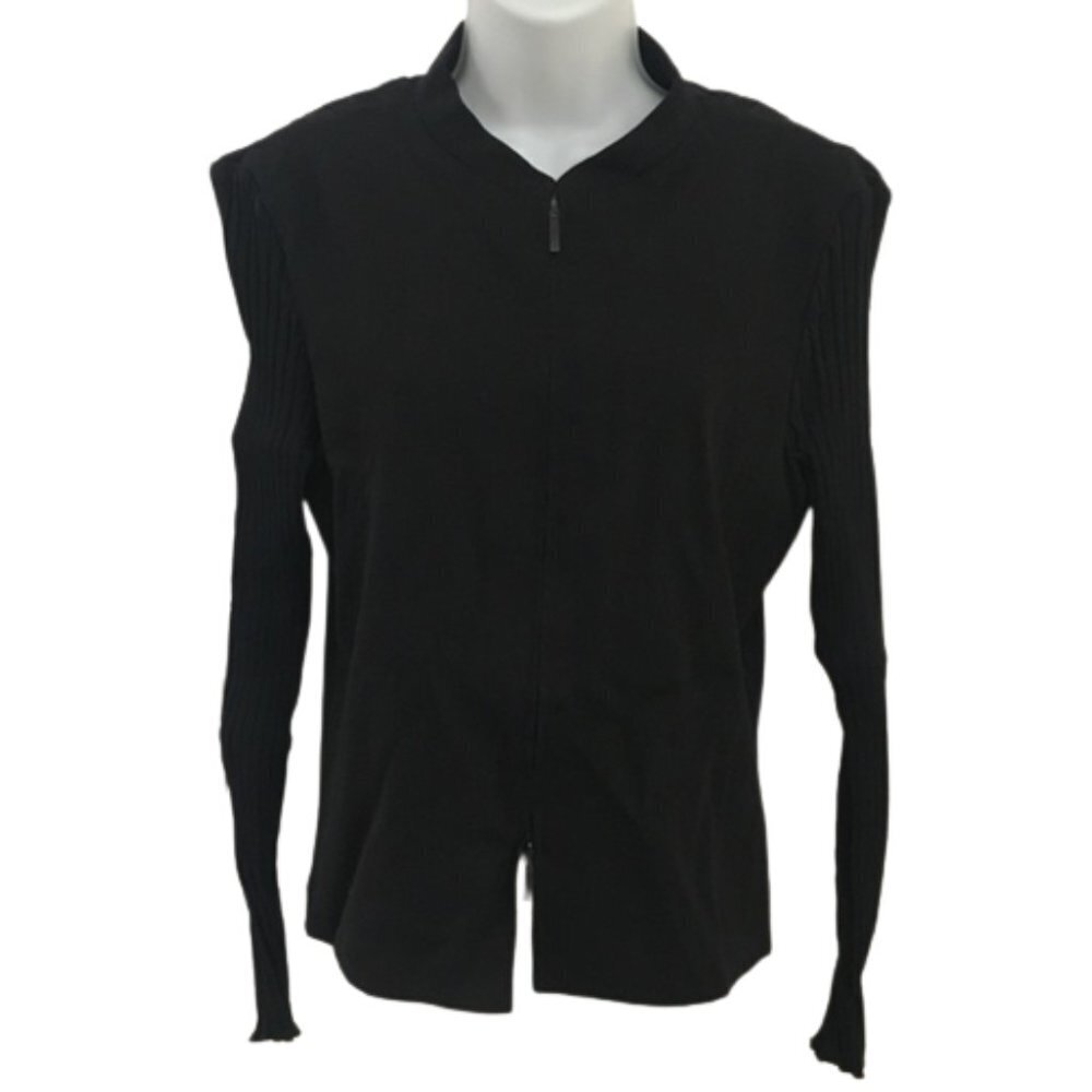 ANNETTE Gortz Black Ruched Sleeves Double Zip Light Jacket